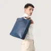 The Poet | Premium Blue Leather Vertical Tote Bag - Image 5