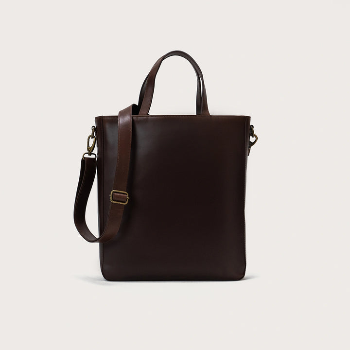 The Poet | Premium Vintage Brown Leather Vertical Tote Bag