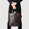 The Poet | Premium Vintage Brown Leather Vertical Tote Bag - Image 8