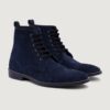 Duster Brogues | Suede-Blue Leather Derby Boots
