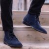 Duster Brogues | Suede-Blue Leather Derby Boots - Image 9