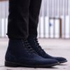 Duster Brogues | Suede-Blue Leather Derby Boots - Image 7